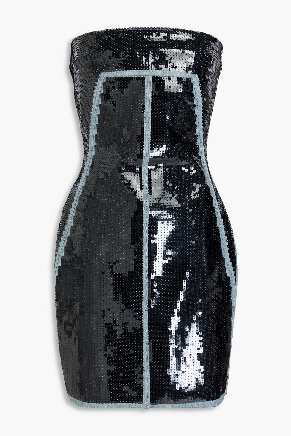 rick owens - strapless sequined denim mini dress - black - it 38