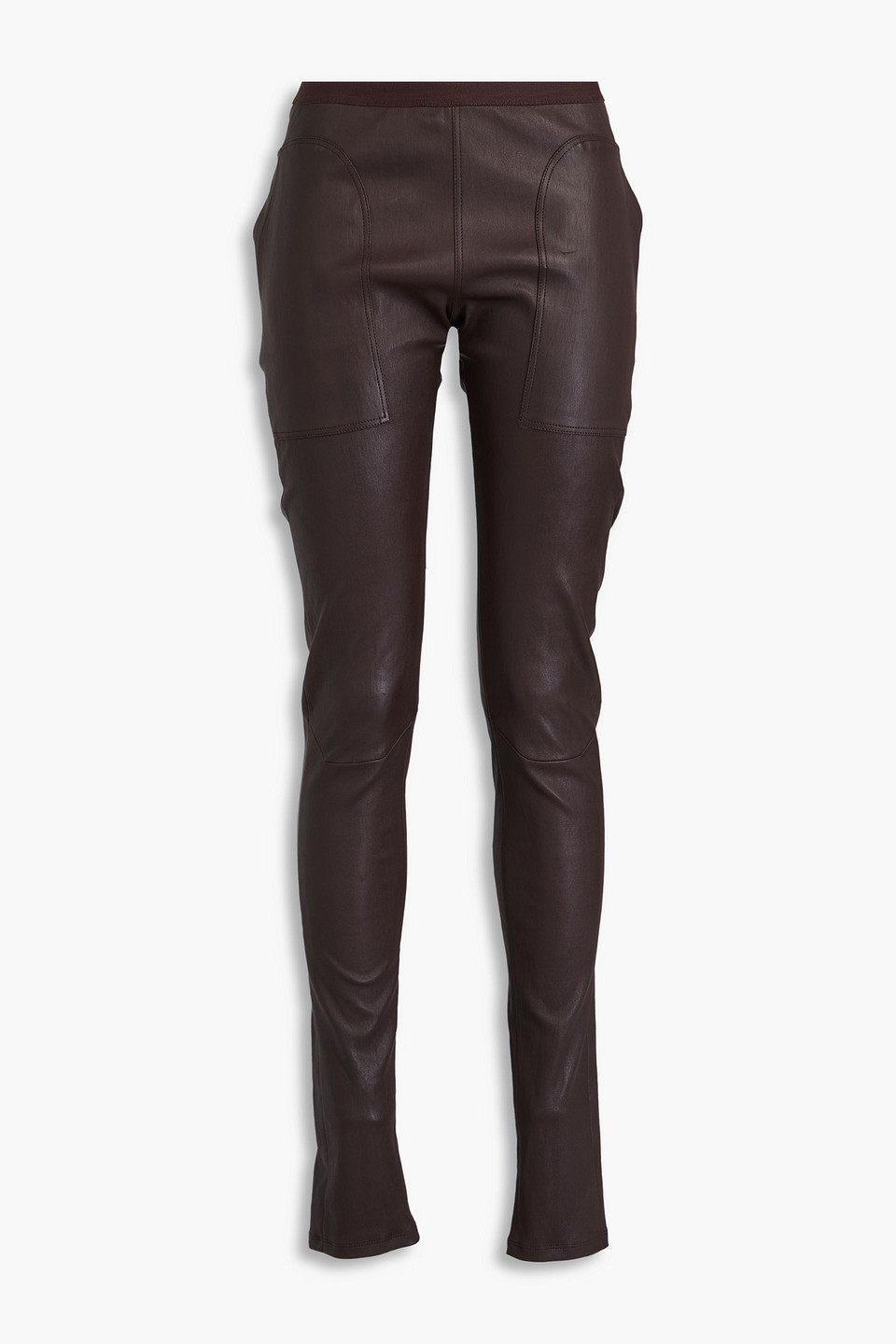Rick Owens Leather-blend Leggings In Dark Brown