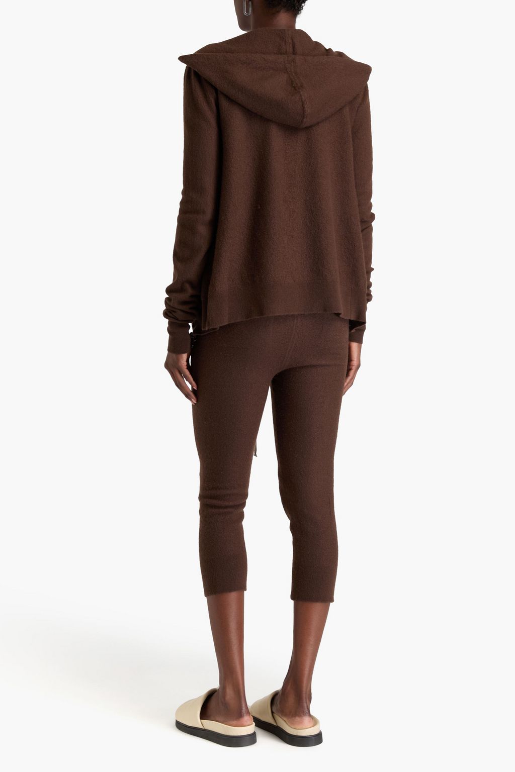 RICK OWENS كنزة هودي من الكشمير مزودة بسحاب