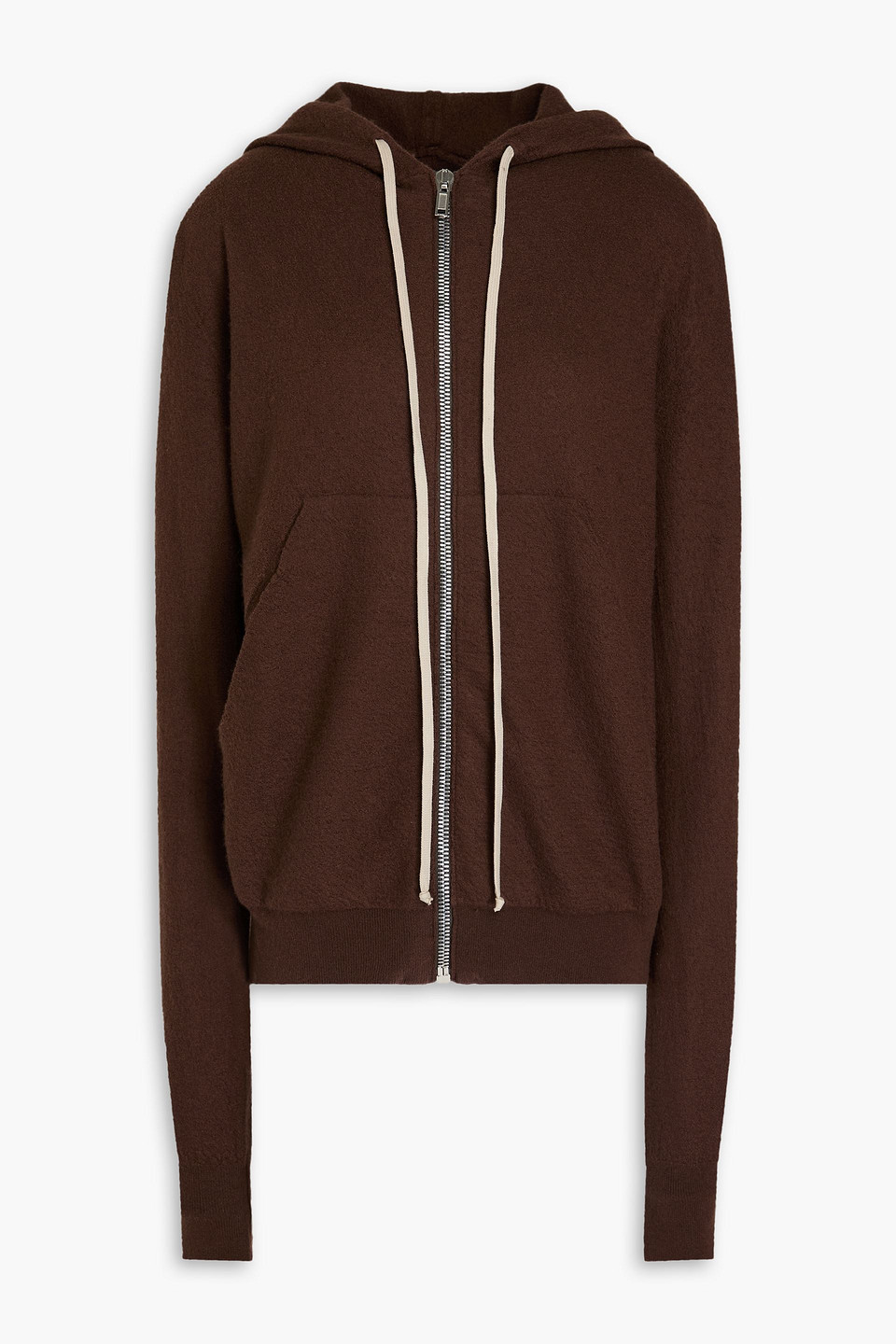 Rick Owens Cashmere Zip-up Hoodie In Brown