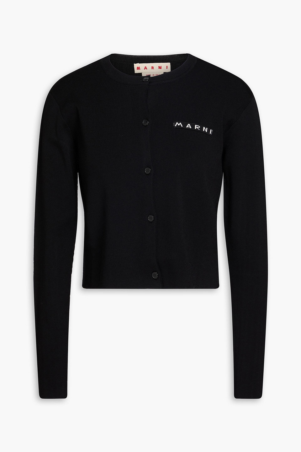 Marni Logo-embroidered Cotton Cardigan In Black