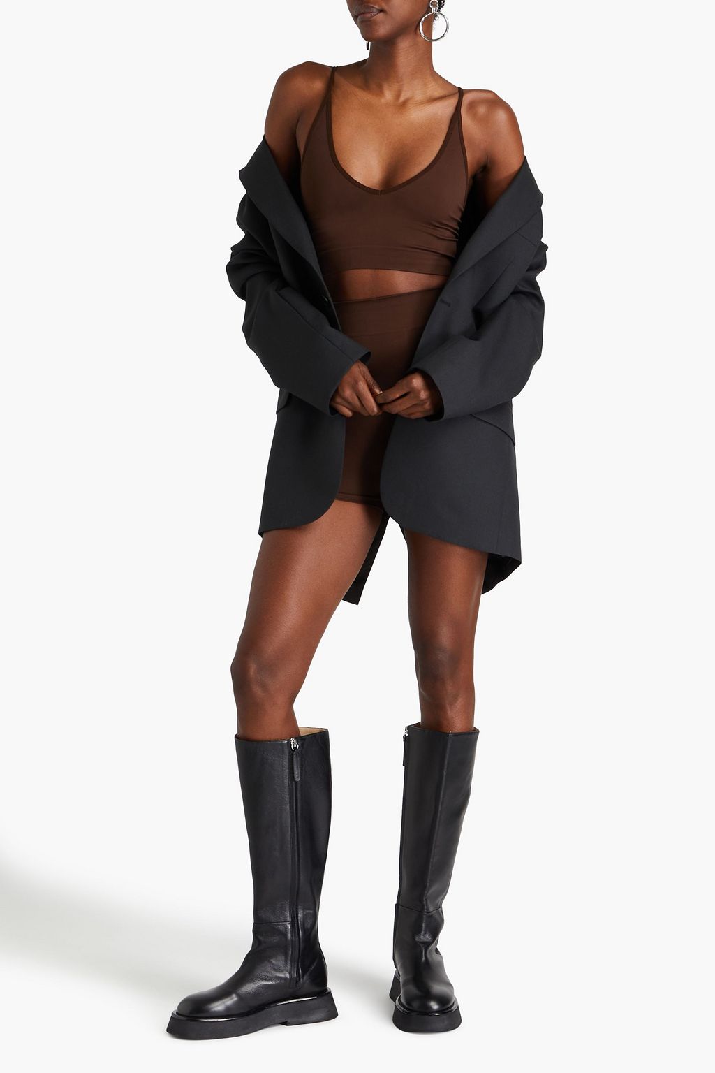 RICK OWENS توب بنمط حمالة صدر من قماش بيكيه