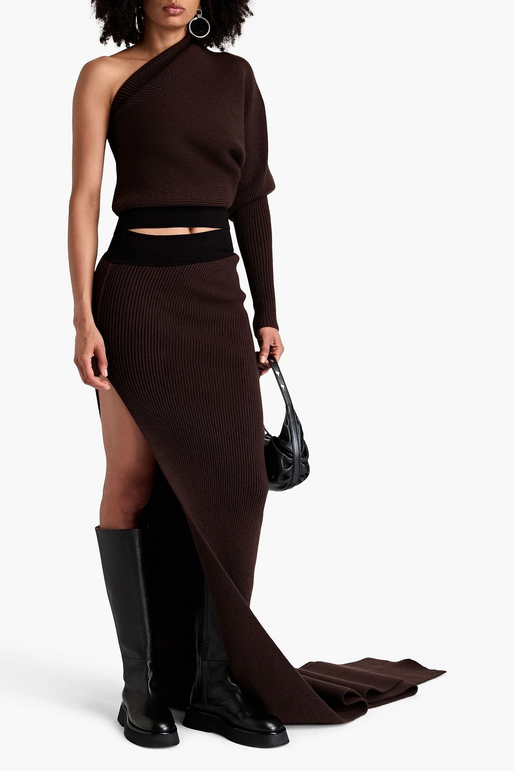 RICK OWENS One-shoulder ribbed cashmere-blend sweater