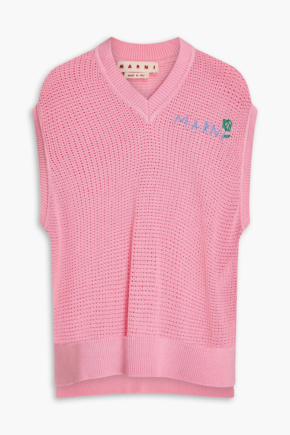 Marni Pointelle-knit Cotton Vest In Pink