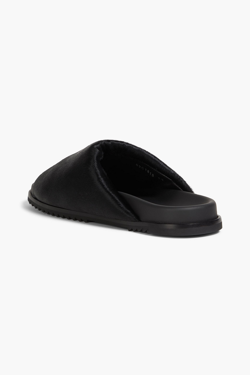 Rick Owens Granolas Calf Hair Slides In Black