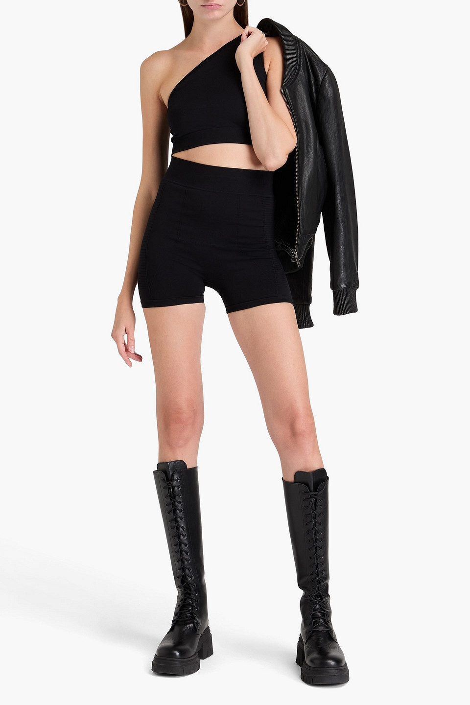 Rick Owens Athena One-shoulder Stretch-piqué Top In Black