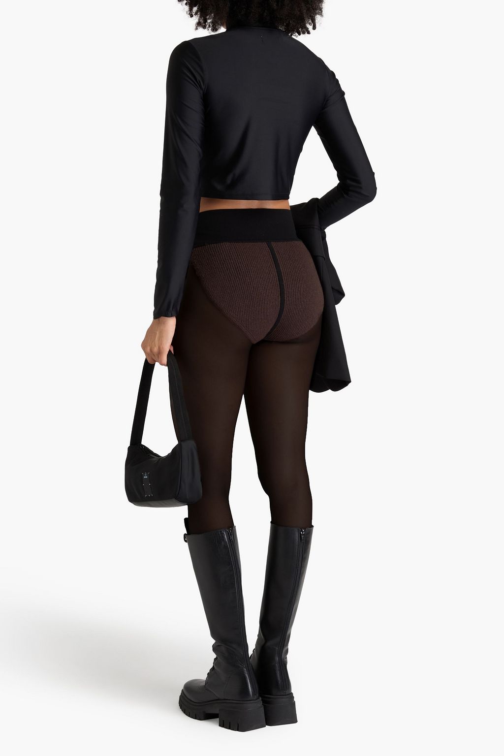 RICK OWENS شورت من مزيج الكشمير المضلّع بلونين