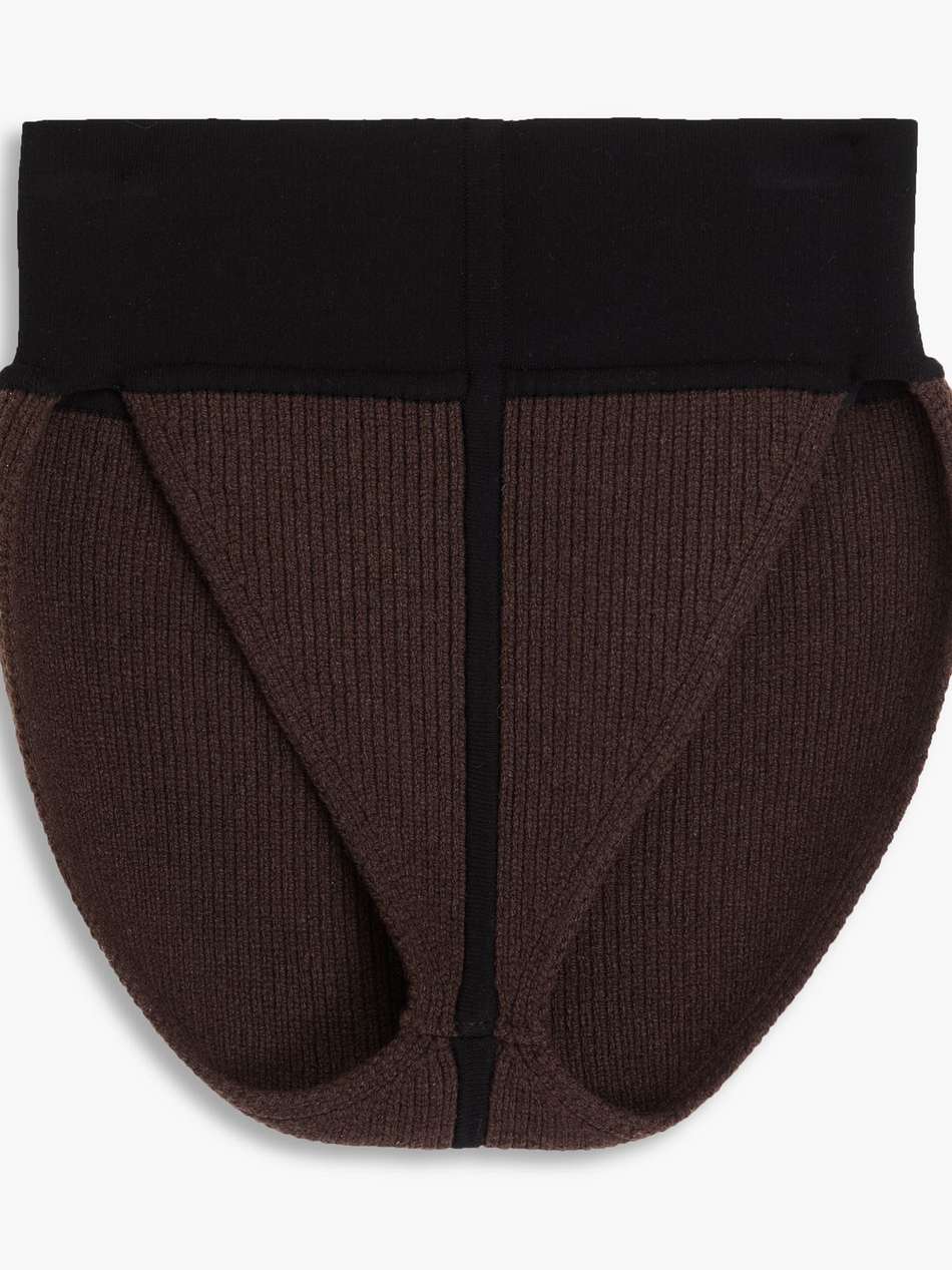 two-tone ribbed cashmere-blend shorts