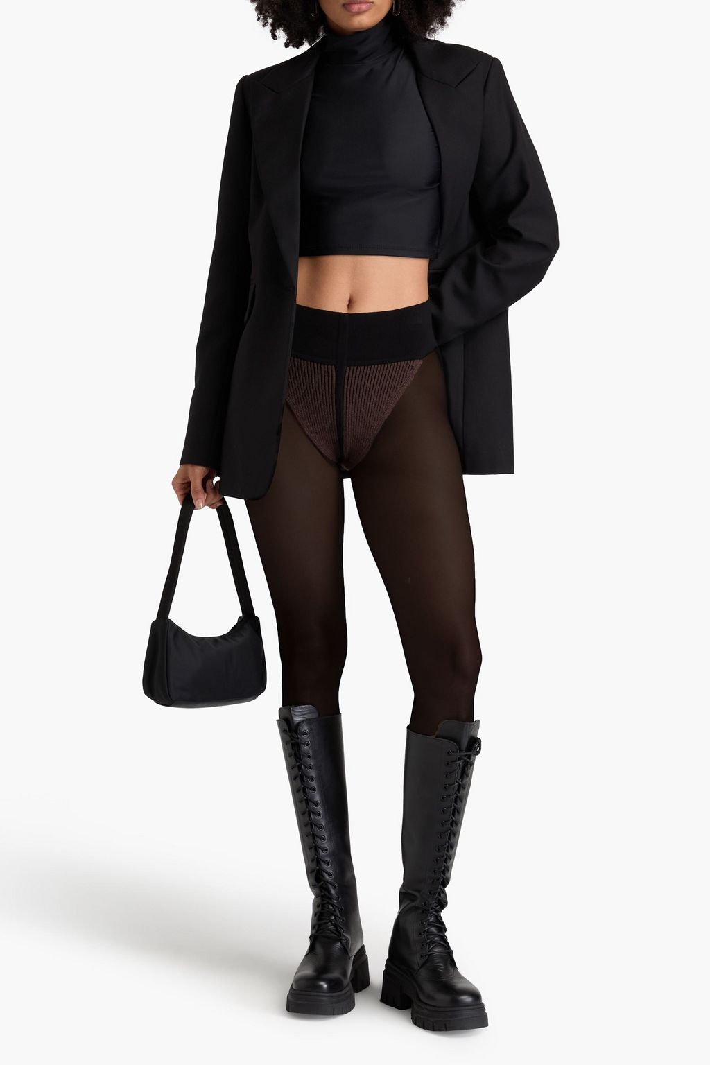 RICK OWENS شورت من مزيج الكشمير المضلّع بلونين