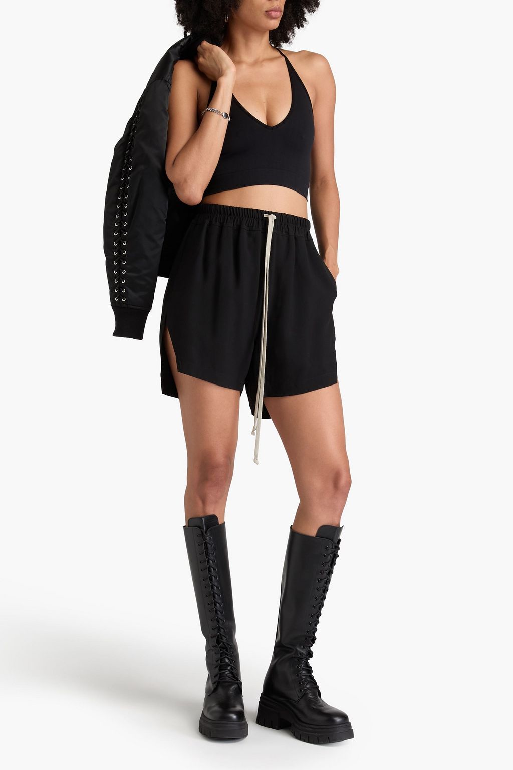 RICK OWENS توب بنمط حمالة صدر من قماش بيكيه