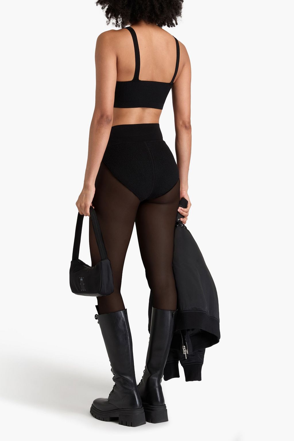 RICK OWENS شورت من مزيج الكشمير المضلّع بلونين