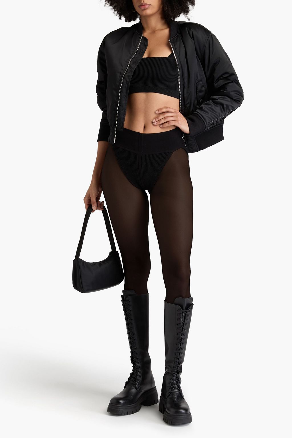 RICK OWENS شورت من مزيج الكشمير المضلّع بلونين