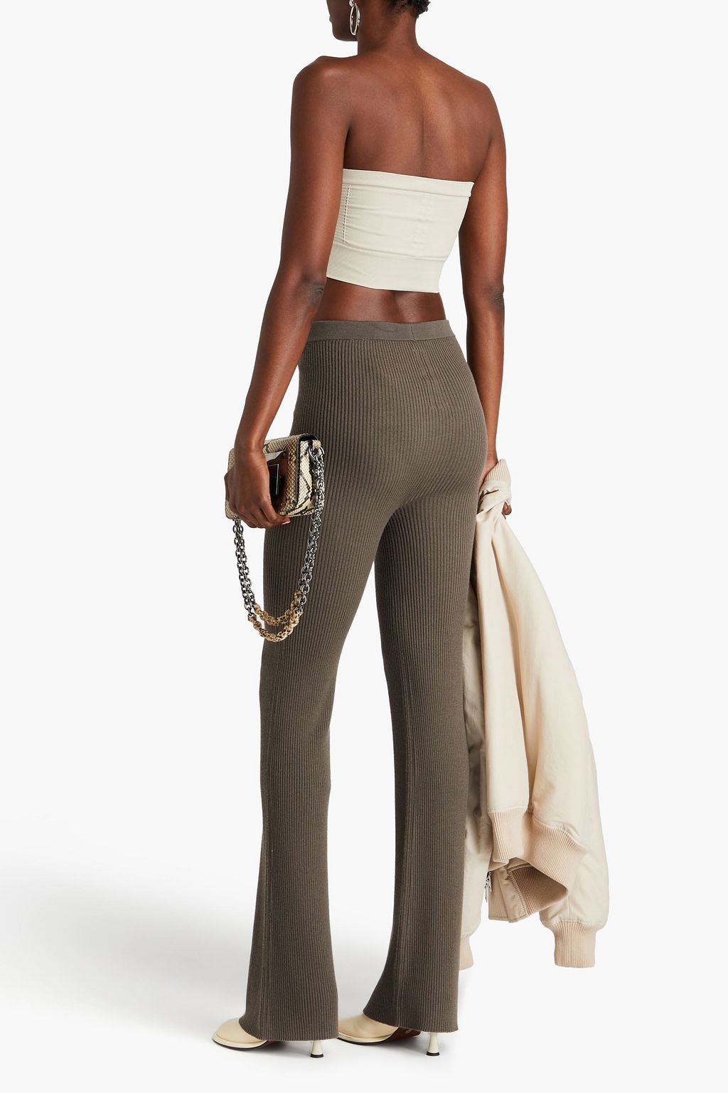RICK OWENS Ribbed wool-blend flared pants