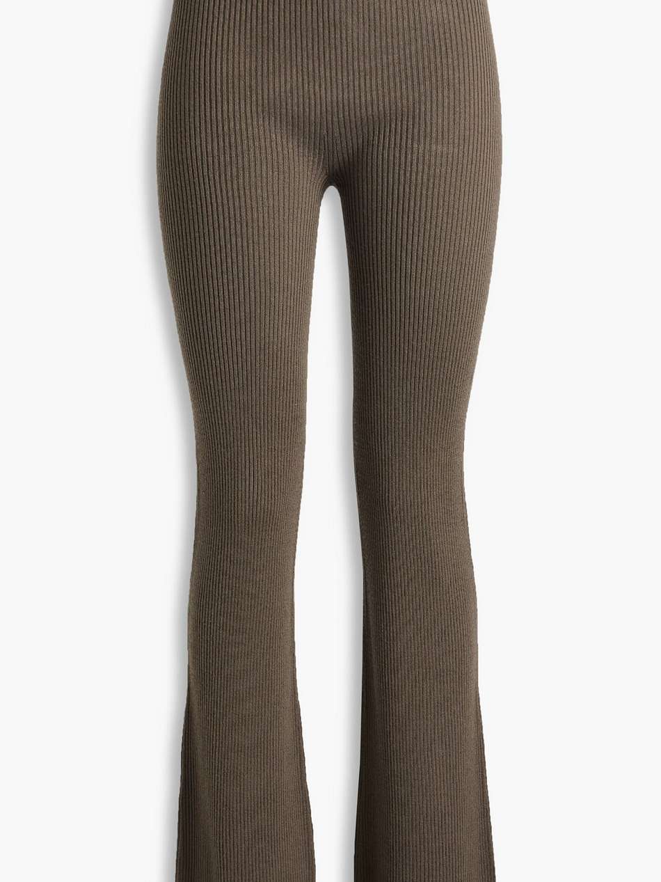 ribbed wool-blend flared pants