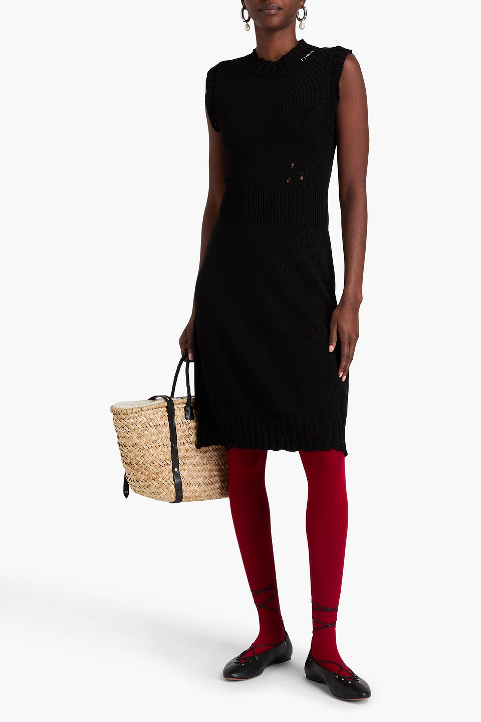  Marni - Kleid Aus Baumwolle In Distressed-optik - Schwarz - It 44 