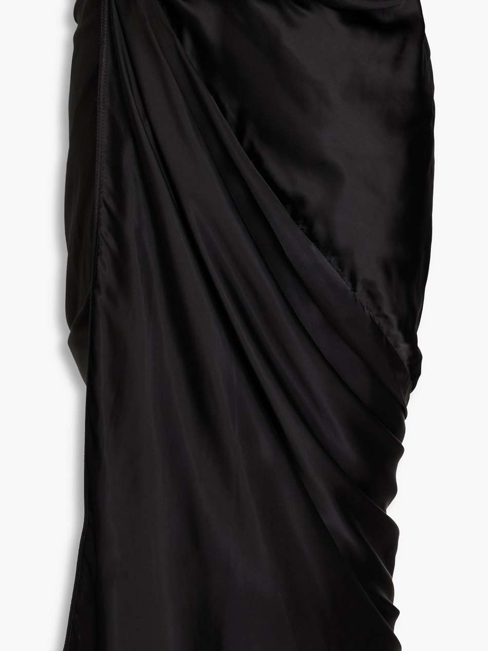 wrap-effect draped cupro midi skirt