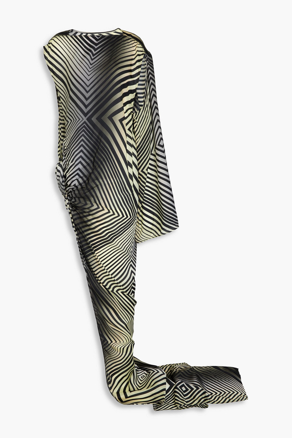 RICK OWENS EDFU ONE-SLEEVE PRINTED CUPRO-VOILE MAXI DRESS