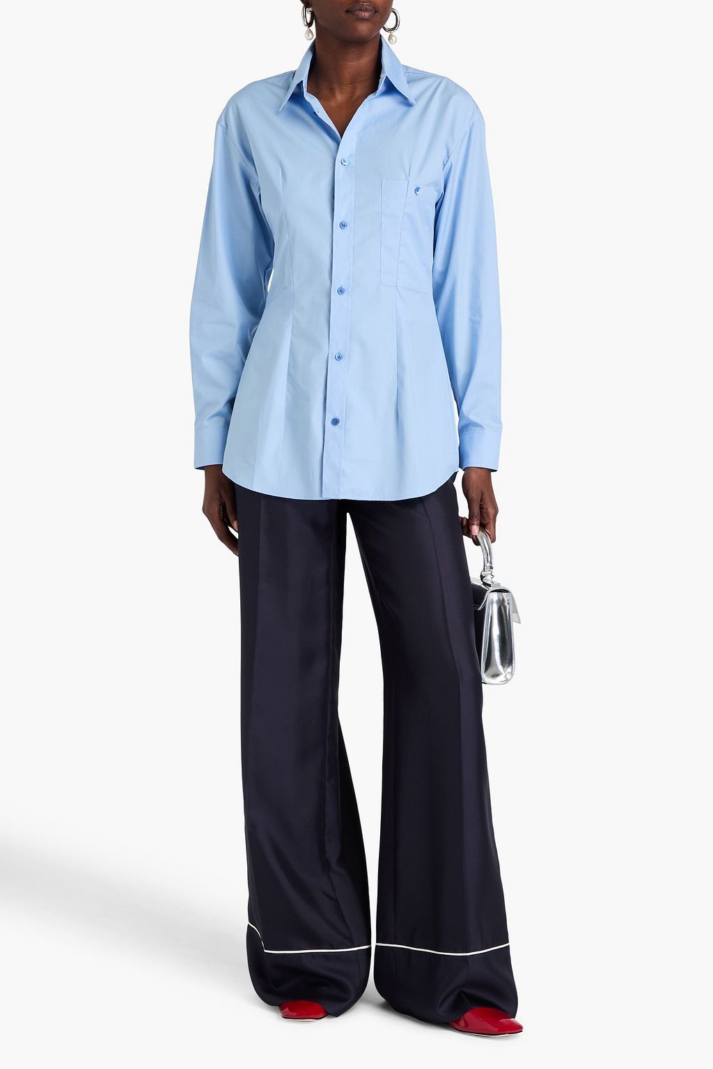MARNI Embroidered cotton-poplin shirt