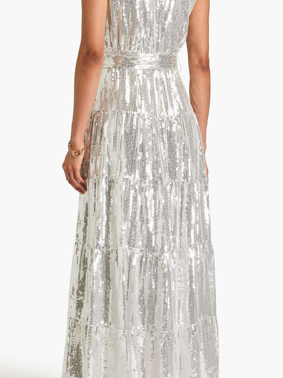 miranda sequined woven maxi shirt dress