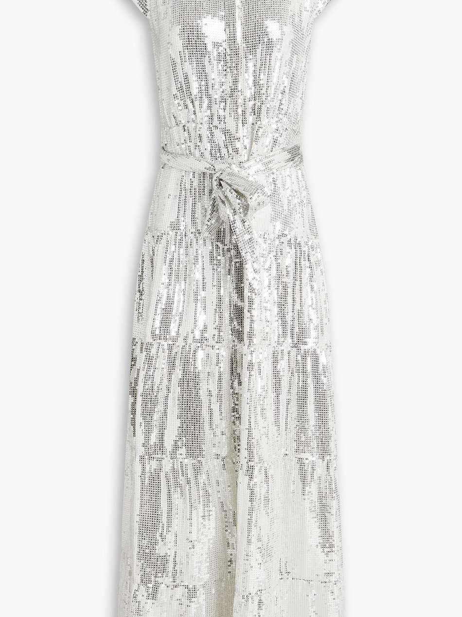 miranda sequined woven maxi shirt dress