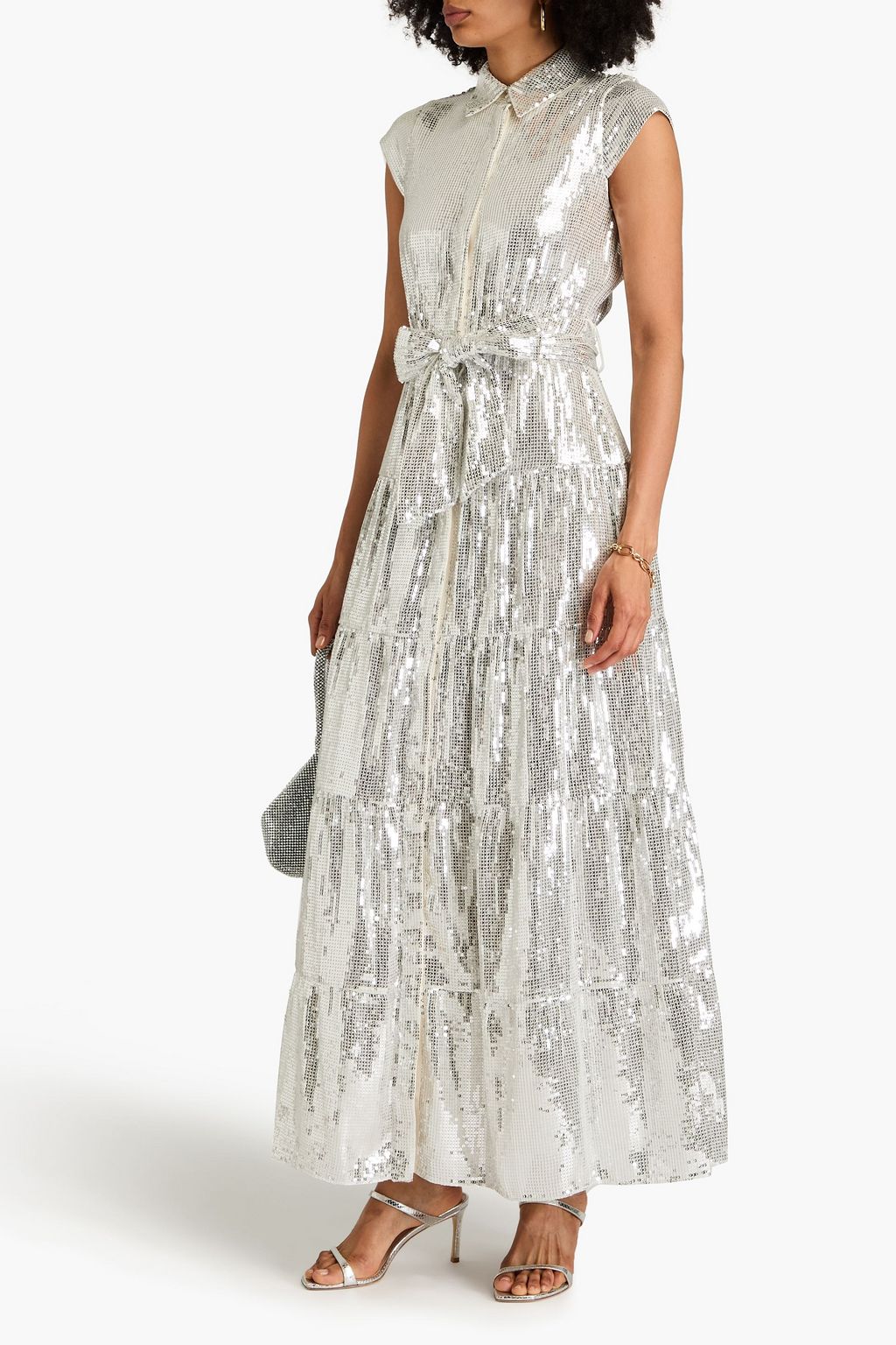 ALICE + OLIVIA Miranda sequined woven maxi shirt dress
