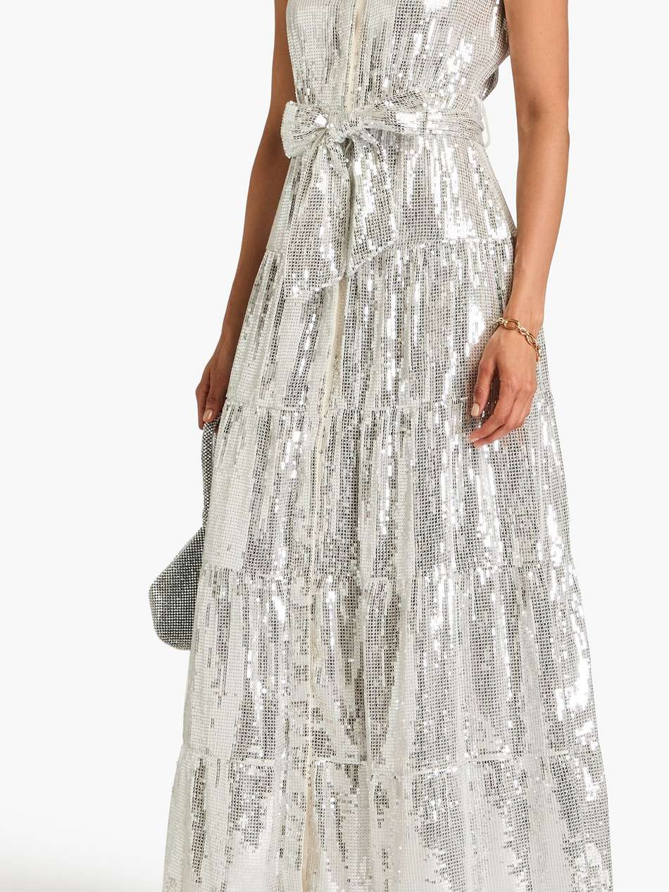 miranda sequined woven maxi shirt dress