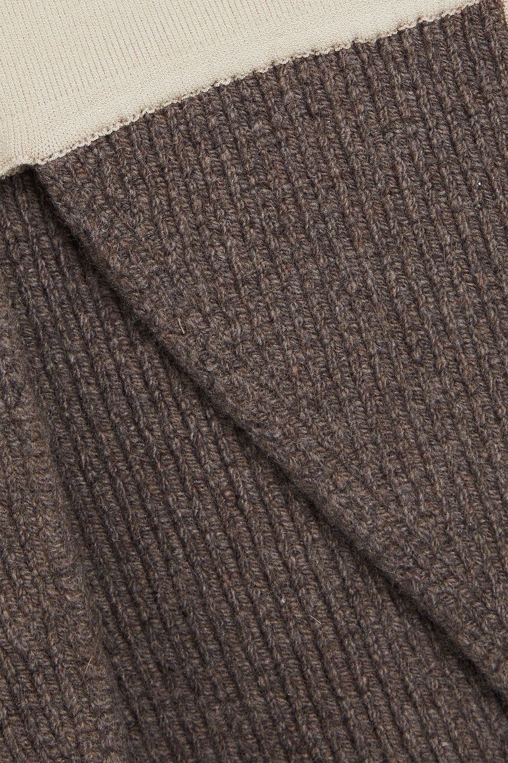 RICK OWENS شورت من مزيج الكشمير المضلّع بلونين