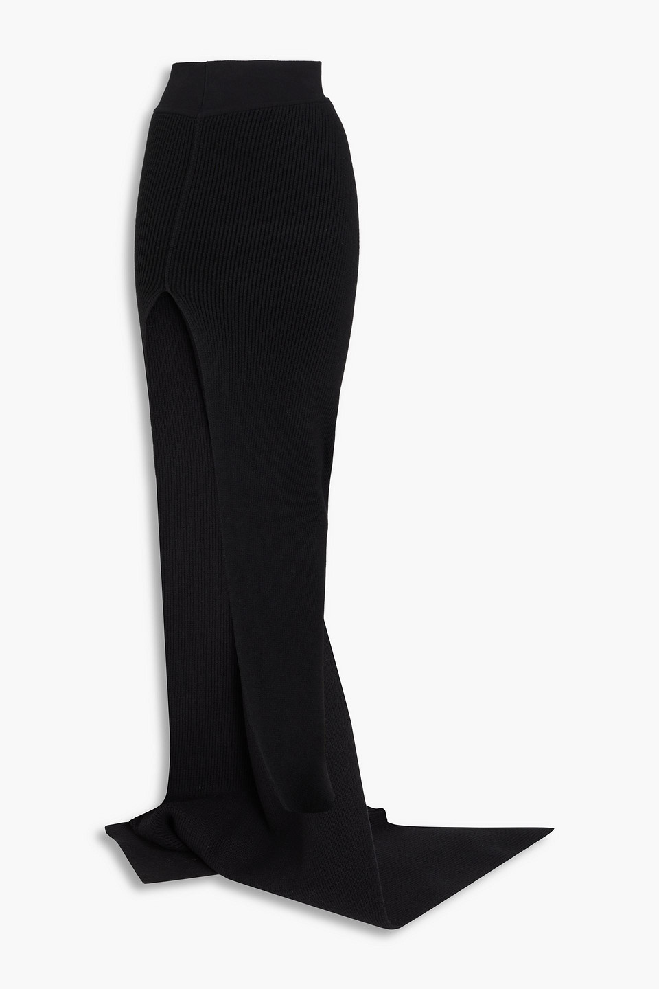Rick Owens Ribbed Cashmere-blend Maxi Skirt In Black