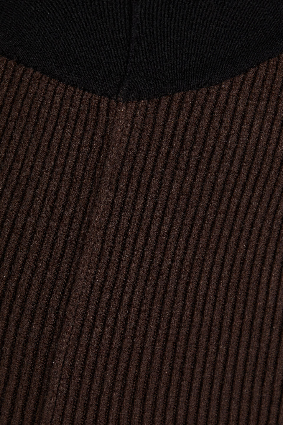 Rick Owens Asymmetric Ribbed Cashmere-blend Maxi Skirt In Chocolate