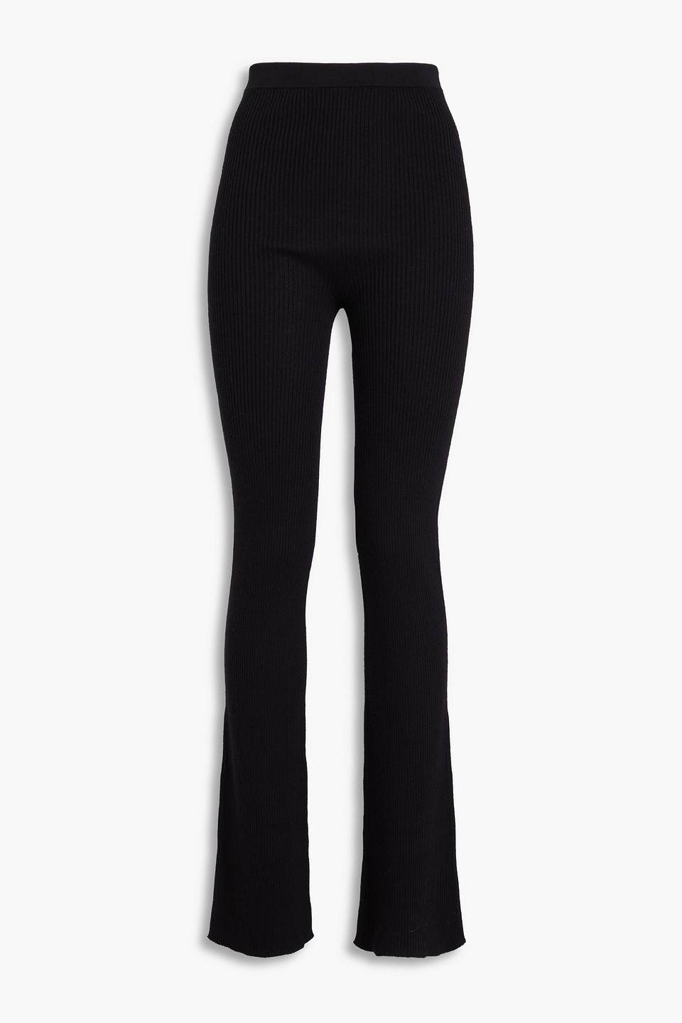 Rick Owens Ribbed Wool-blend Flared Pants In Black