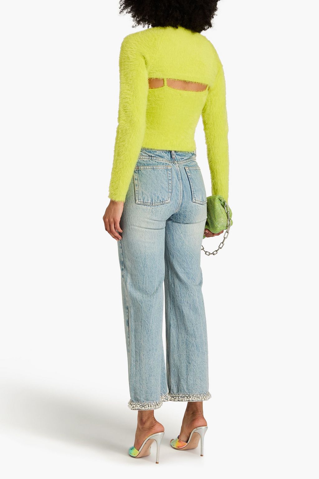 ALICE + OLIVIA وشاح شرغ وبلوزة Luetta من نسيج محبوك وممشّط