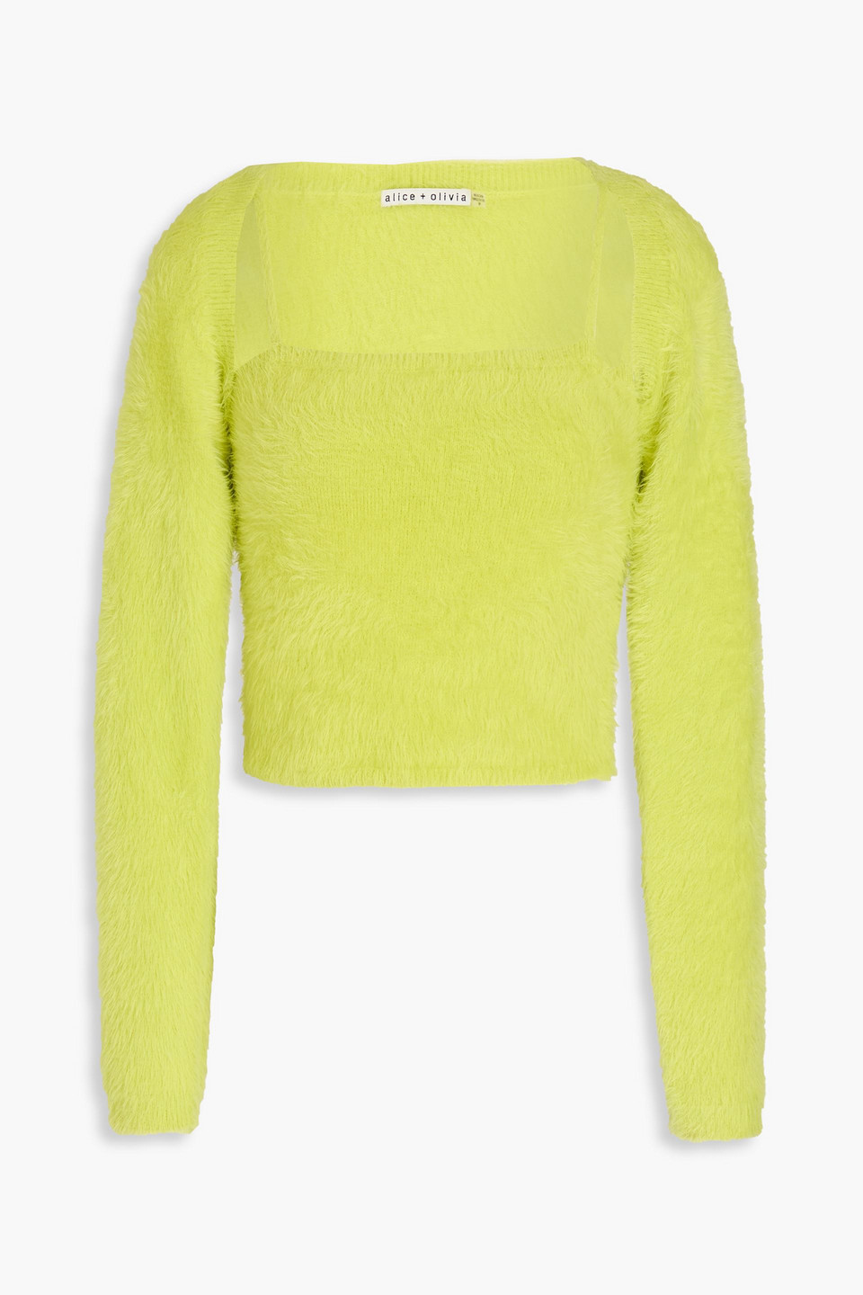 Alice And Olivia Luetta Brushed Knitted Top And Shrug Set In Lime Green