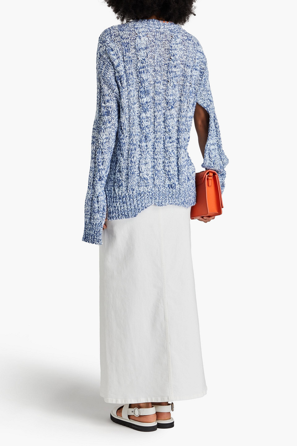 Marni Distressed Marl-knit Jumper In Blue