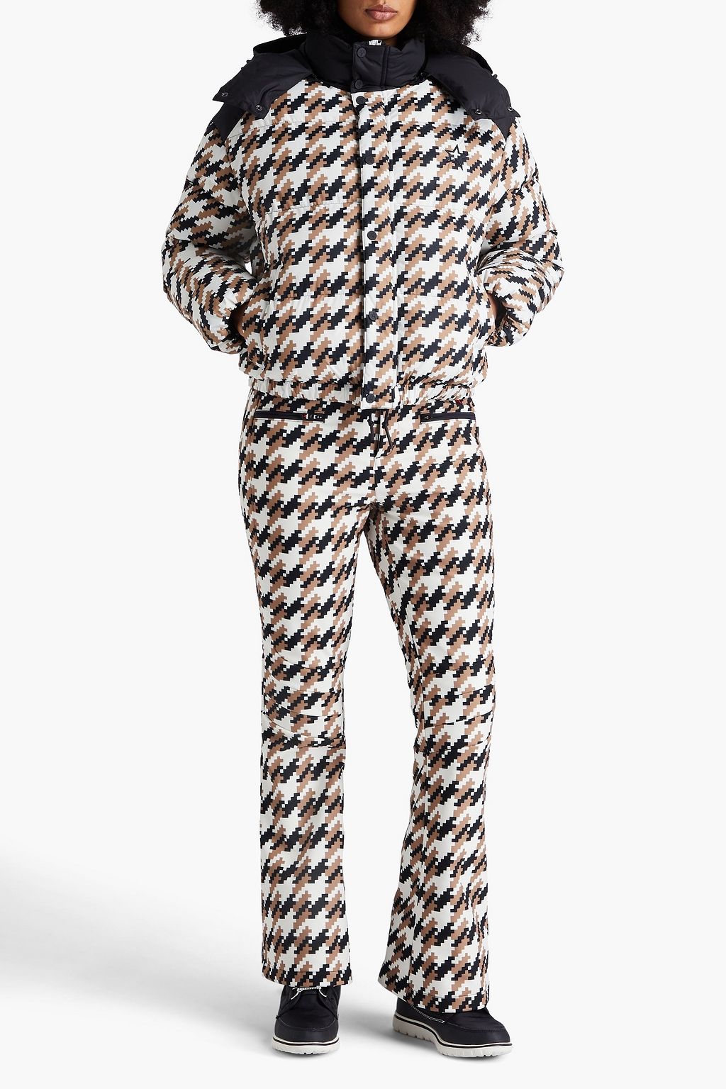 PERFECT MOMENT Quilted houndstooth down ski jacket