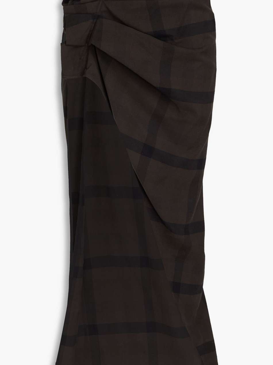 edfu draped checked cotton-flannel maxi skirt