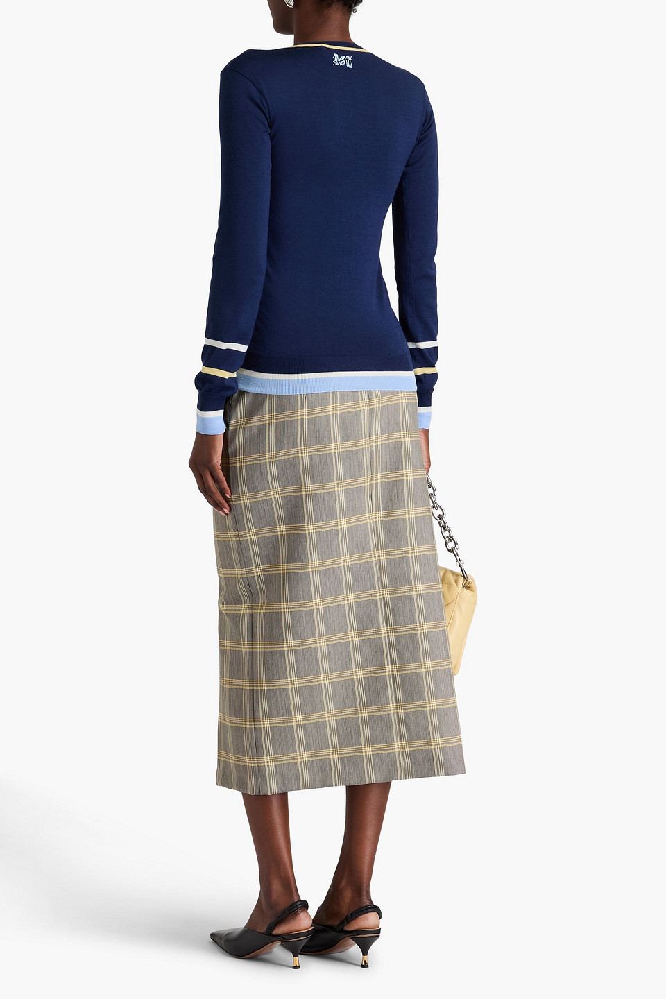 Marni Wool And Silk-blend Sweater In Navy