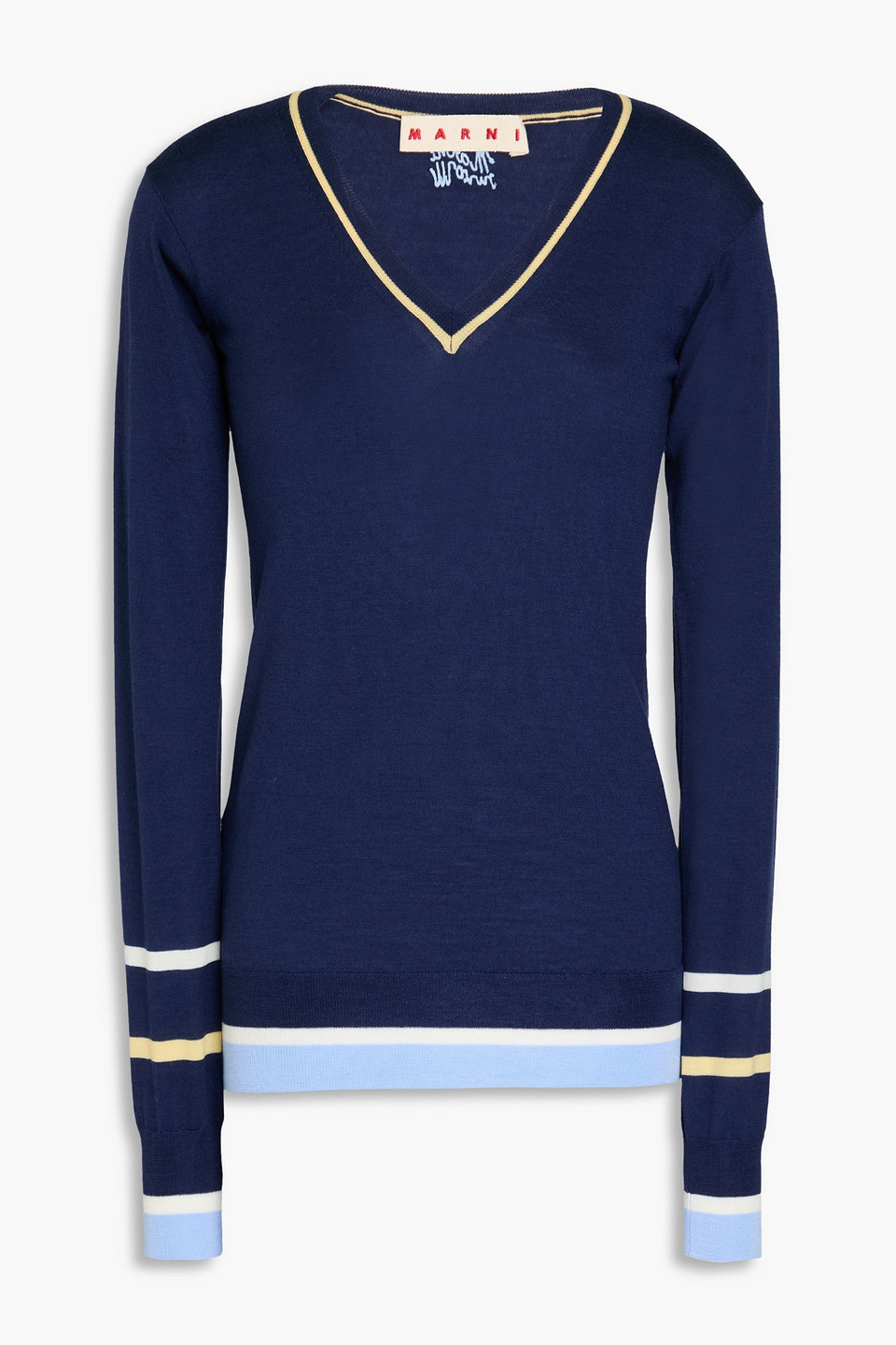 Marni Wool And Silk-blend Sweater In Navy