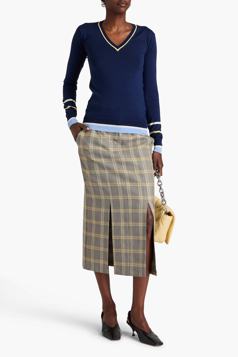 Marni Wool And Silk-blend Sweater In Navy