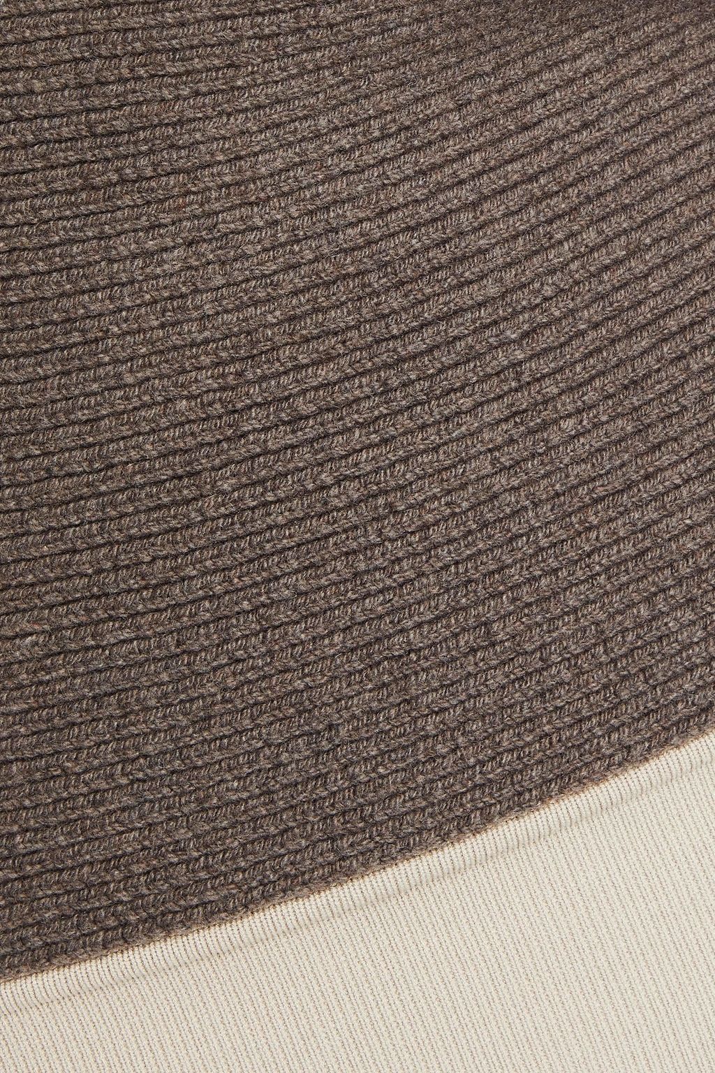 RICK OWENS 원 숄더 리브 캐시미어 혼방 스웨터