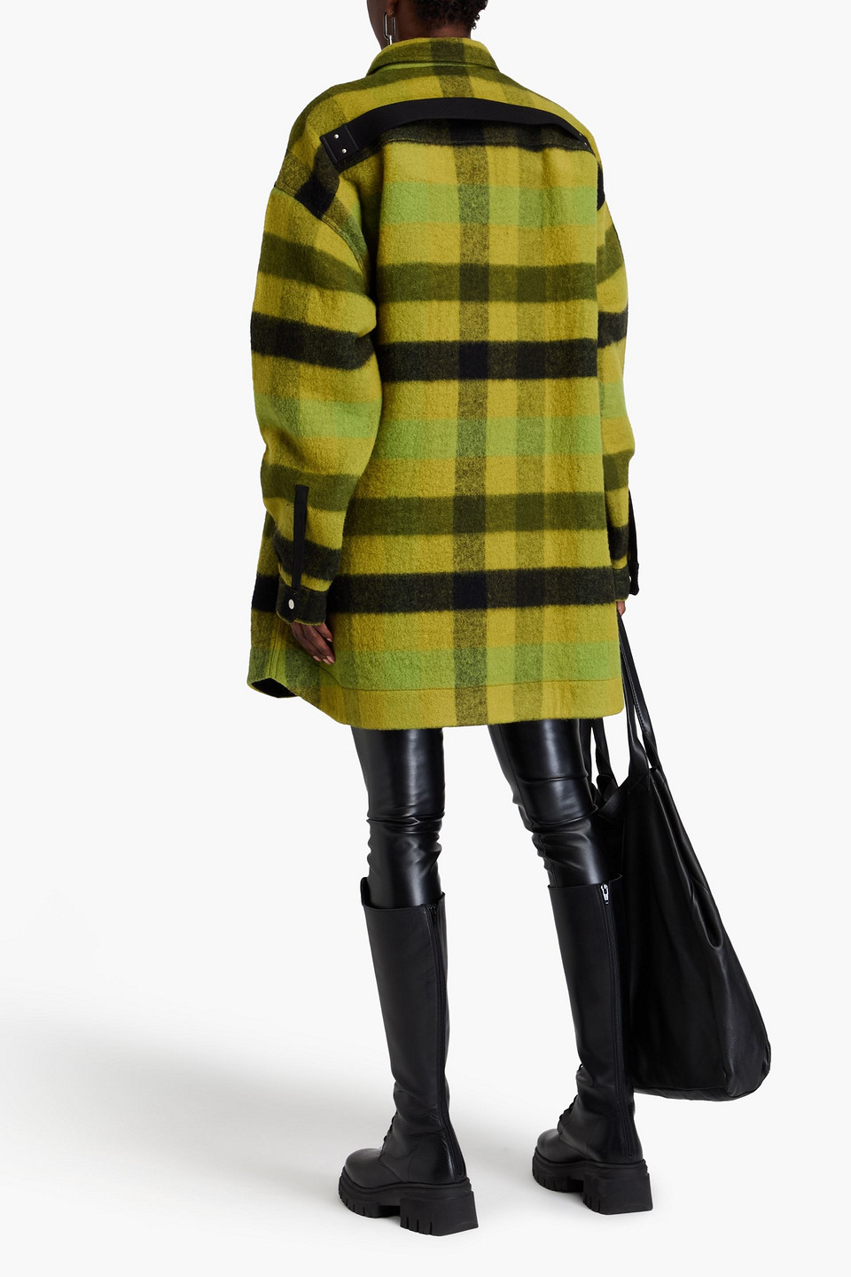 Rick Owens Oversized Checked Wool Jacket In Lime Green