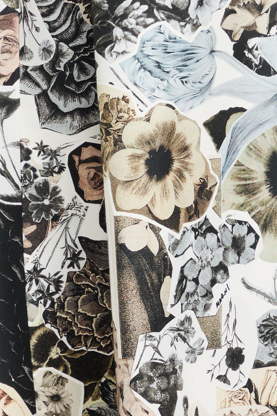 Marni Flared Floral-print Cotton Midi Dress In Taupe