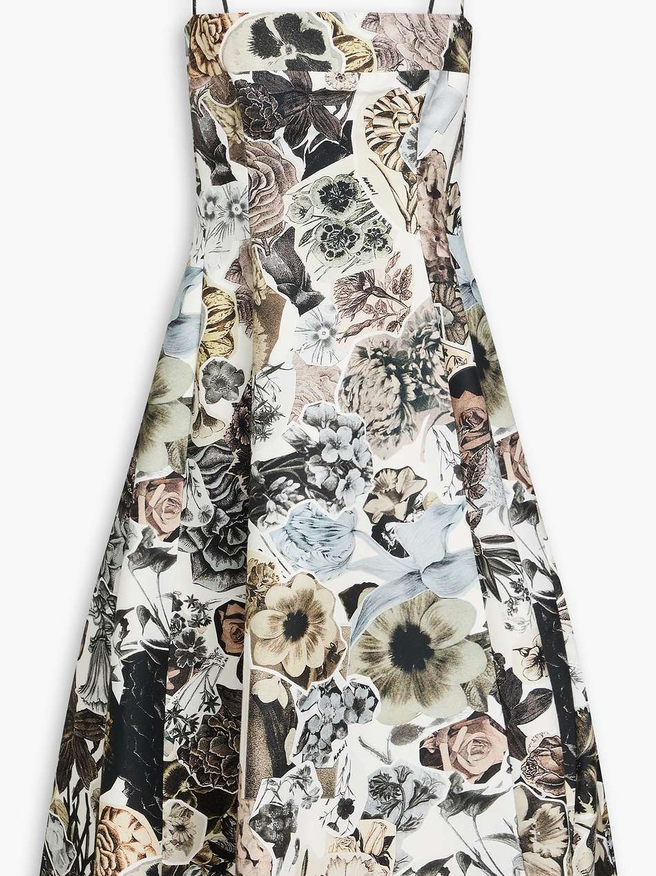 flared floral-print cotton midi dress