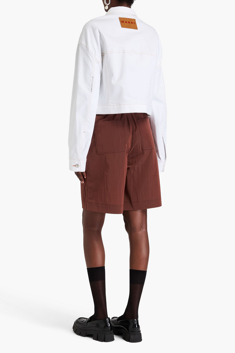 Shop Marni Appliquéd Denim Jacket In White