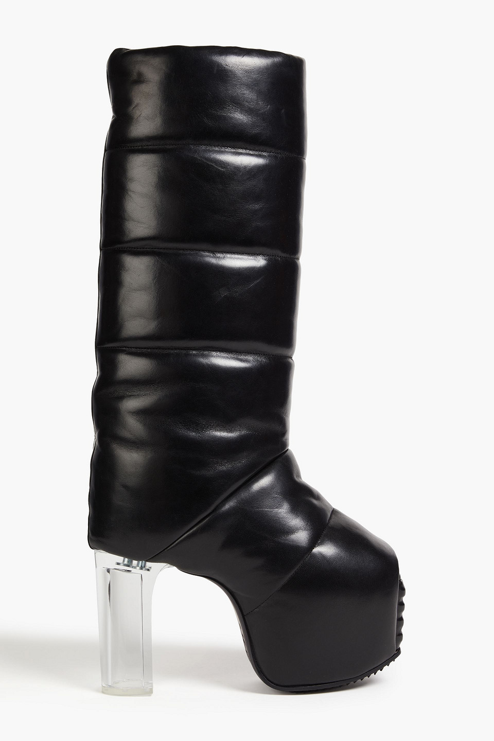 Rick Owens 90mm Padded Tall Leather Boots In Black