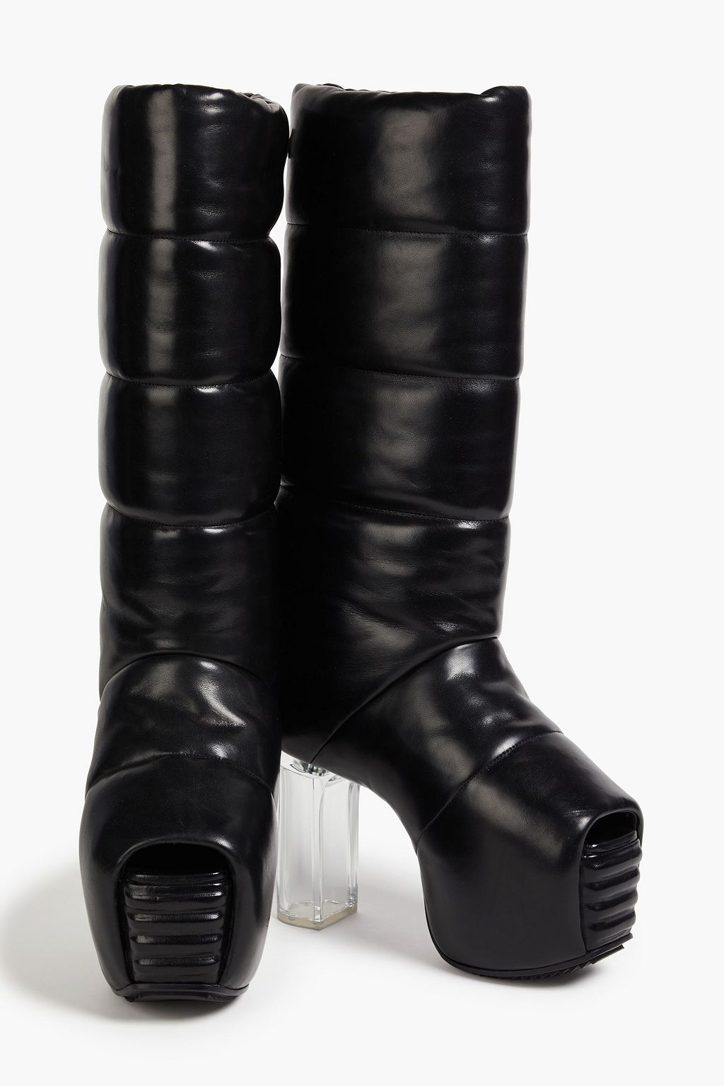 RICK OWENS حذاء بوت من الجلد بتصميم مبطّن