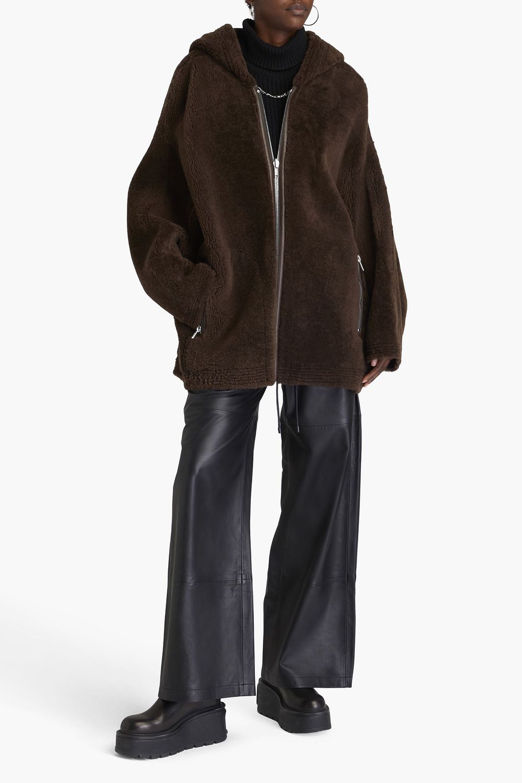 RICK OWENS Oversized reversible shearling hooded jacket