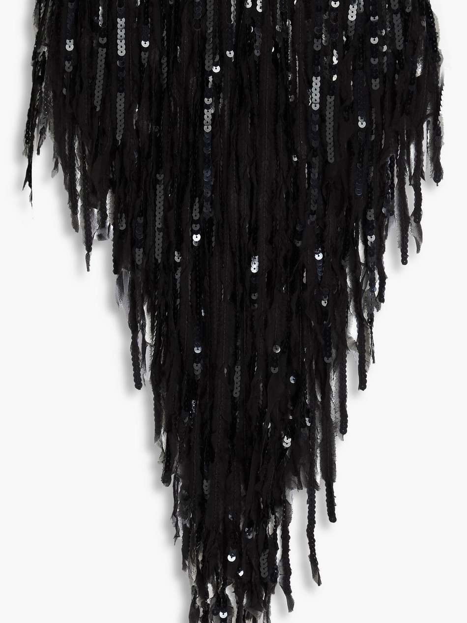 fringed sequined silk mini skirt