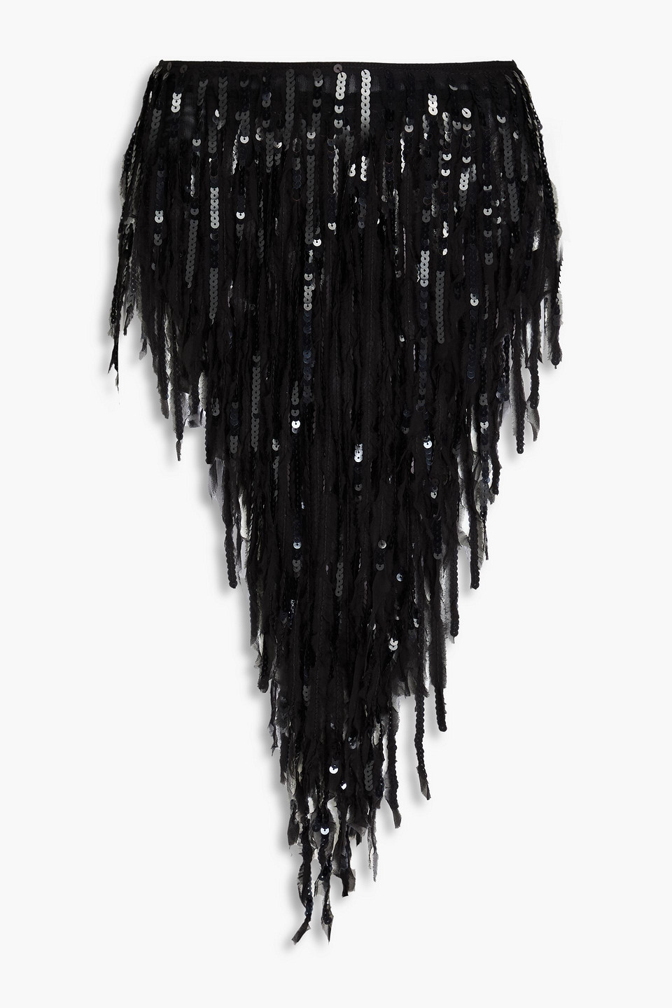 Rick Owens Fringed Sequined Silk Mini Skirt In Black