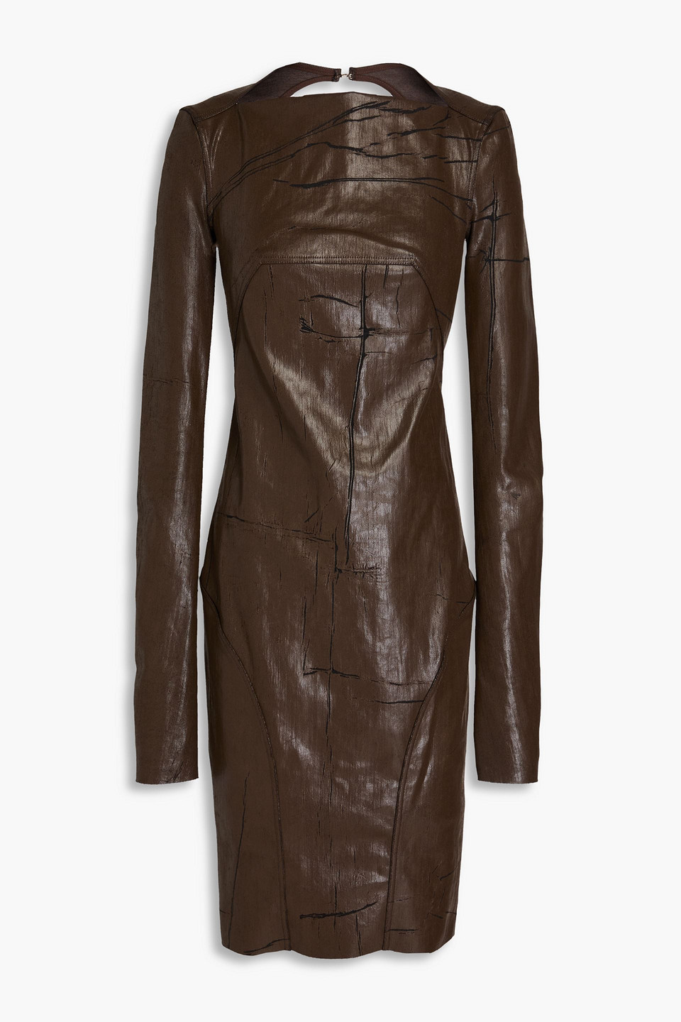 Rick Owens Distressed Coated Denim Dress In Black