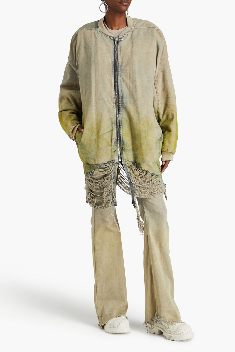  Rick Owens - Jeansjacke In Distressed-optik - Grün - It 38 